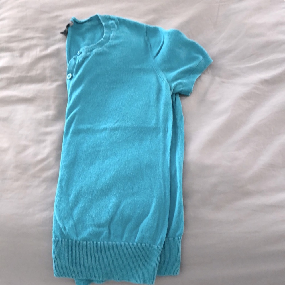 Ann Taylor Sea Blue short sleeve cardigan